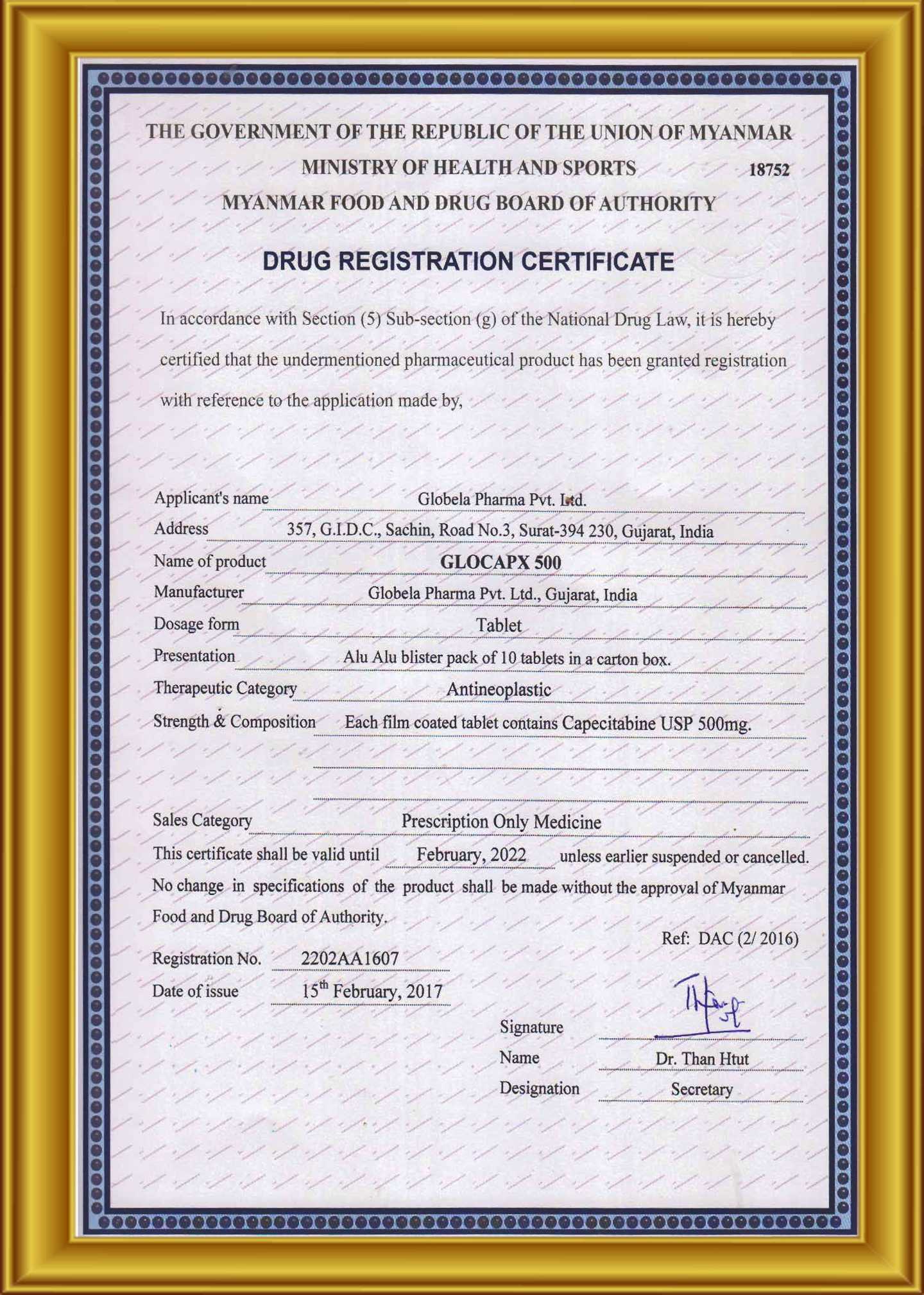 certificate 2018