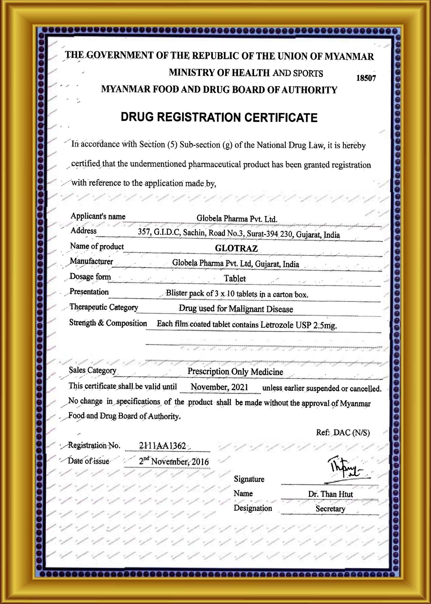 certificate 2018