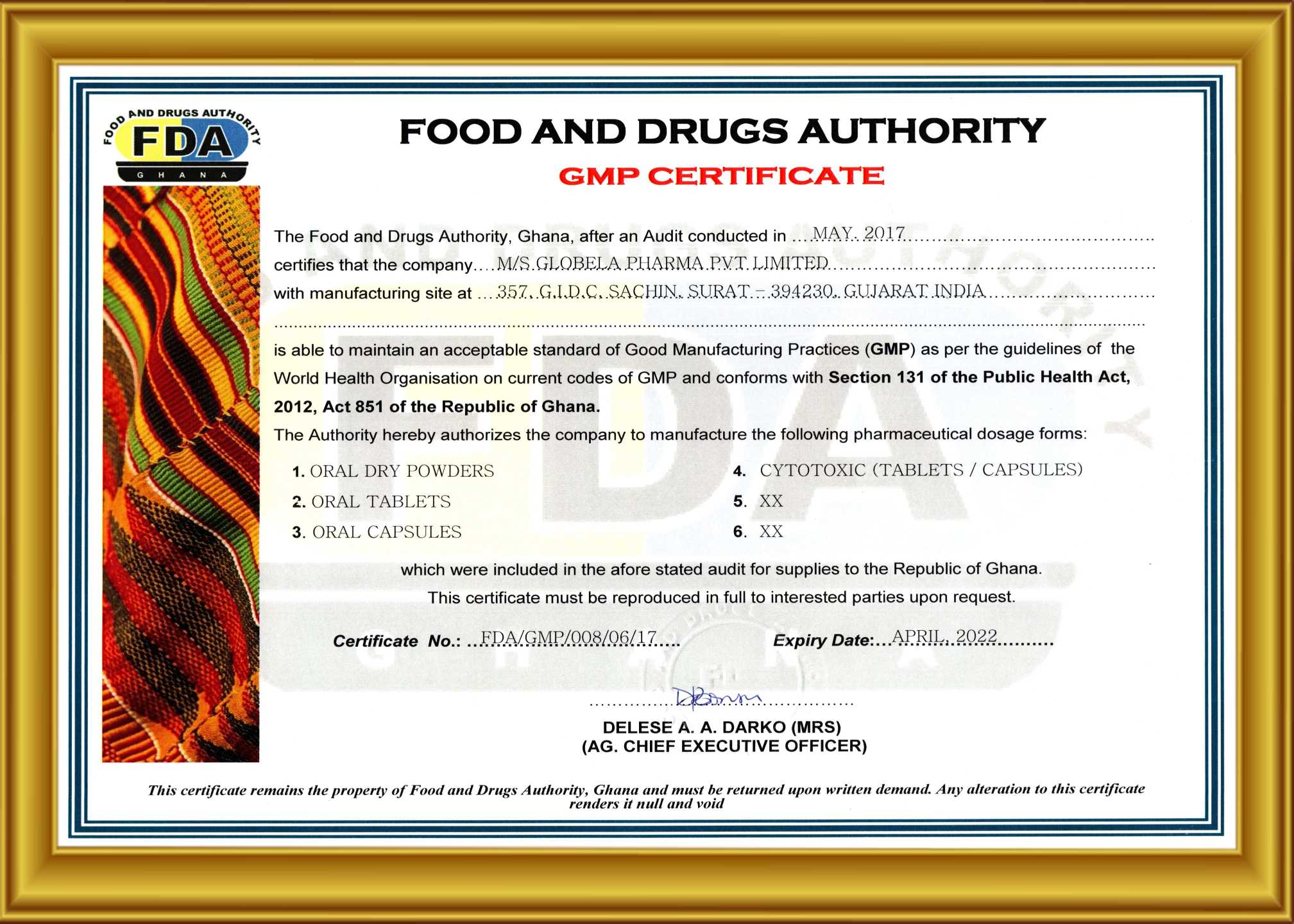 certificate 2018